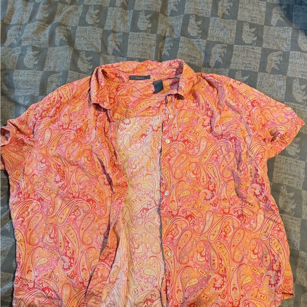 Liz Claiborne Pink Short Sleeve Button Down Shirt